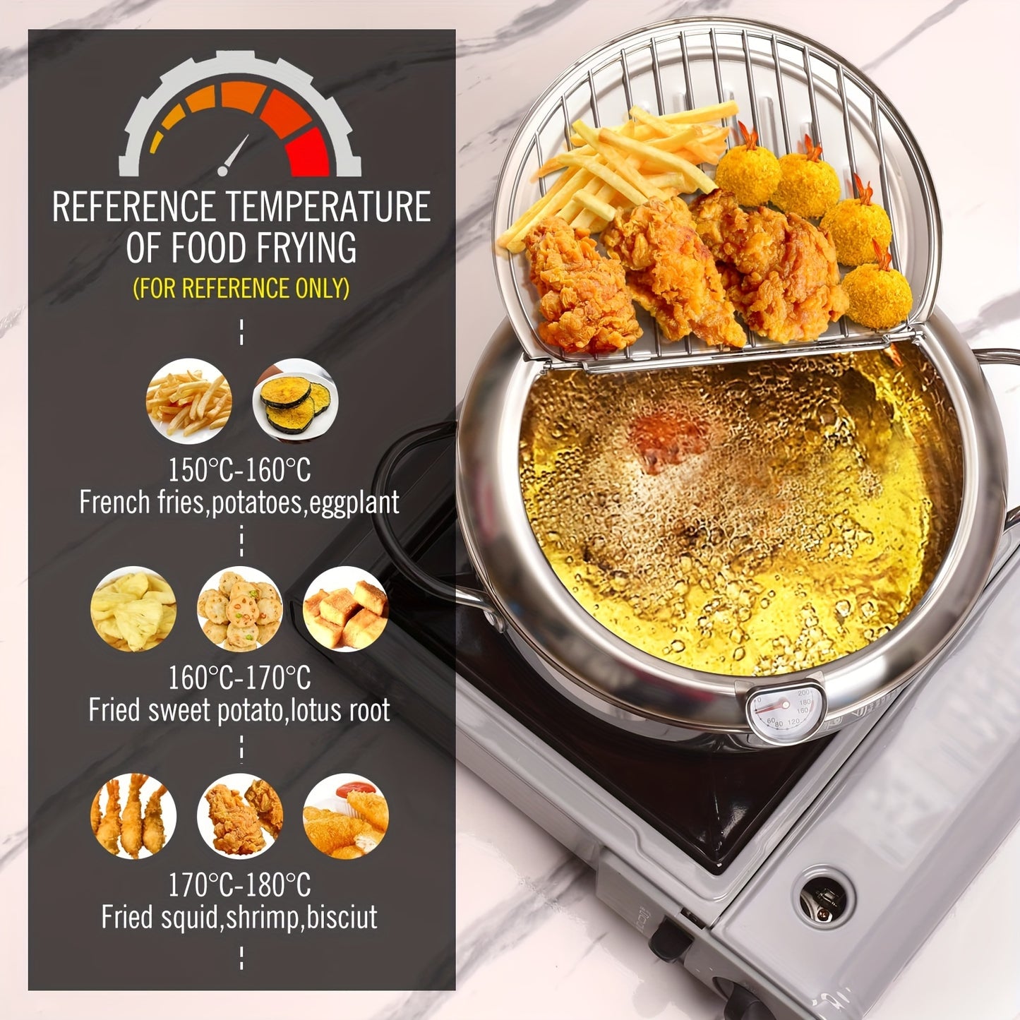 Stainless Steel Deep Fryer with Temperature Control