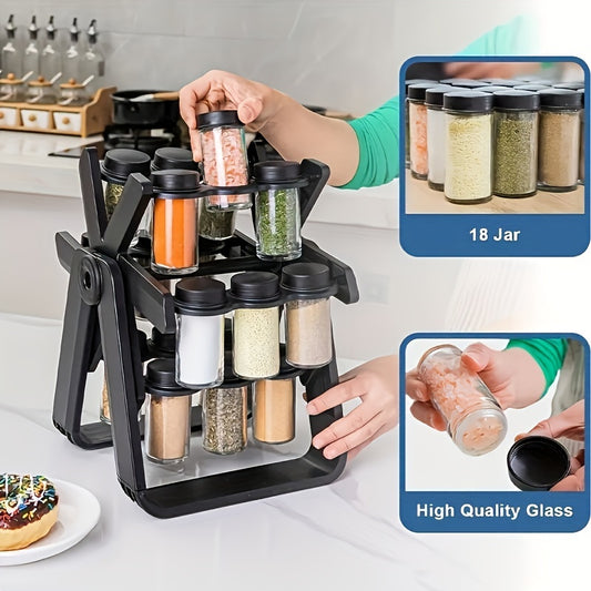 Revolving Countertop Spice Rack With 18 Jars