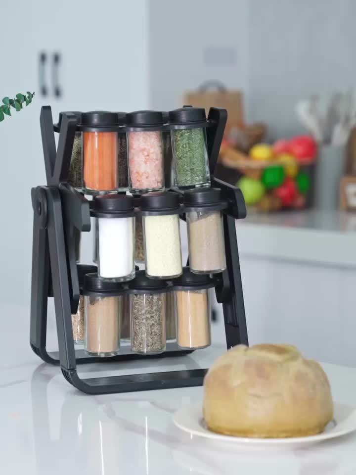 Revolving Countertop Spice Rack With 18 Jars