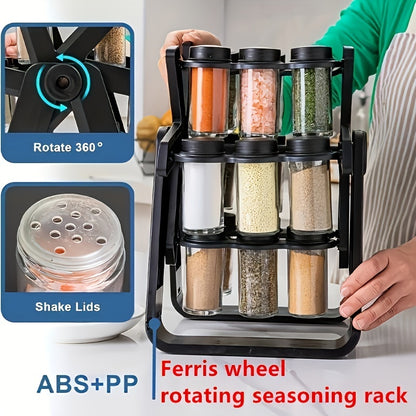 Revolving Countertop Spice Rack With 18 Jars